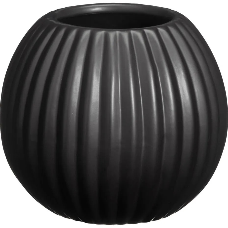 Bloempot Ribbel Zwart