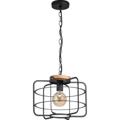 Hanglamp Wood 1-Lichts Zwart