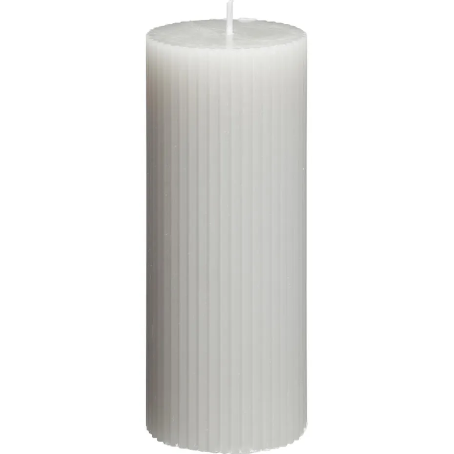 Kaars Rustiek Ribbel Grijs 15 Cm