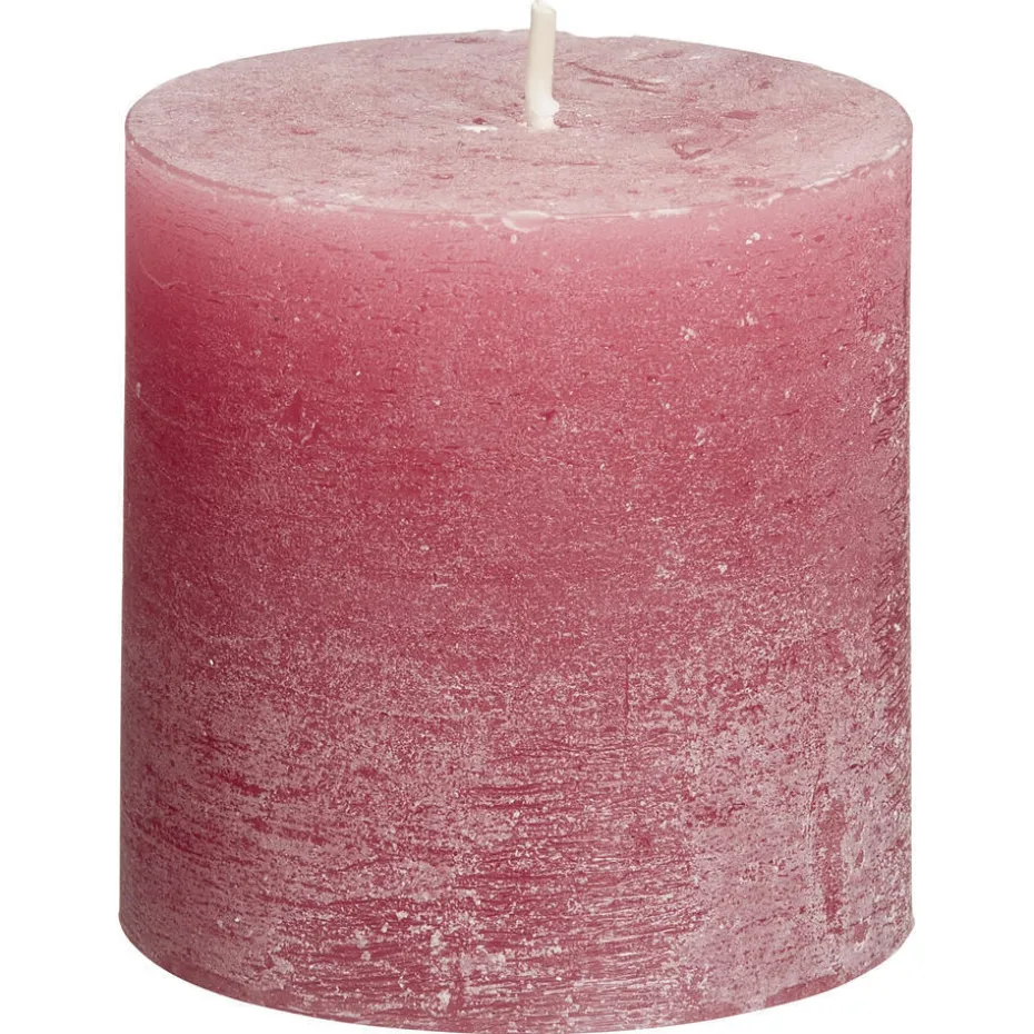 Kaars Rustiek Roze 7x7 Cm
