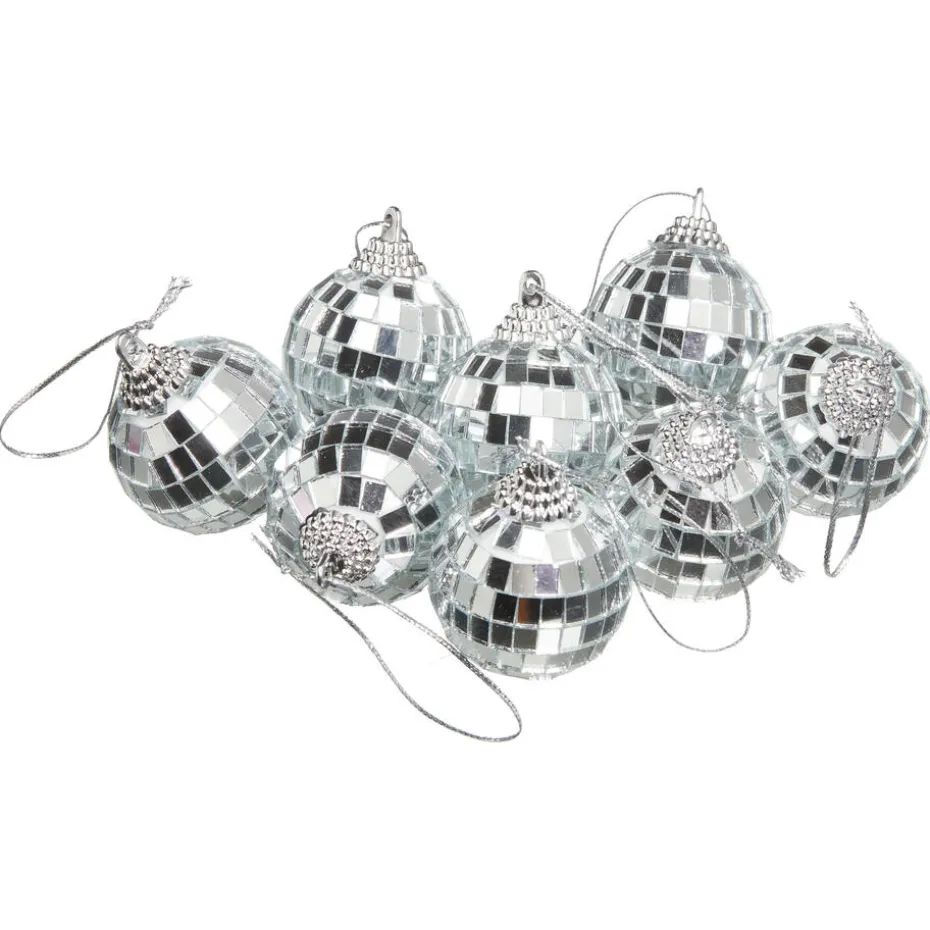 Kerstballen Disco Zilver - 8 Stuks