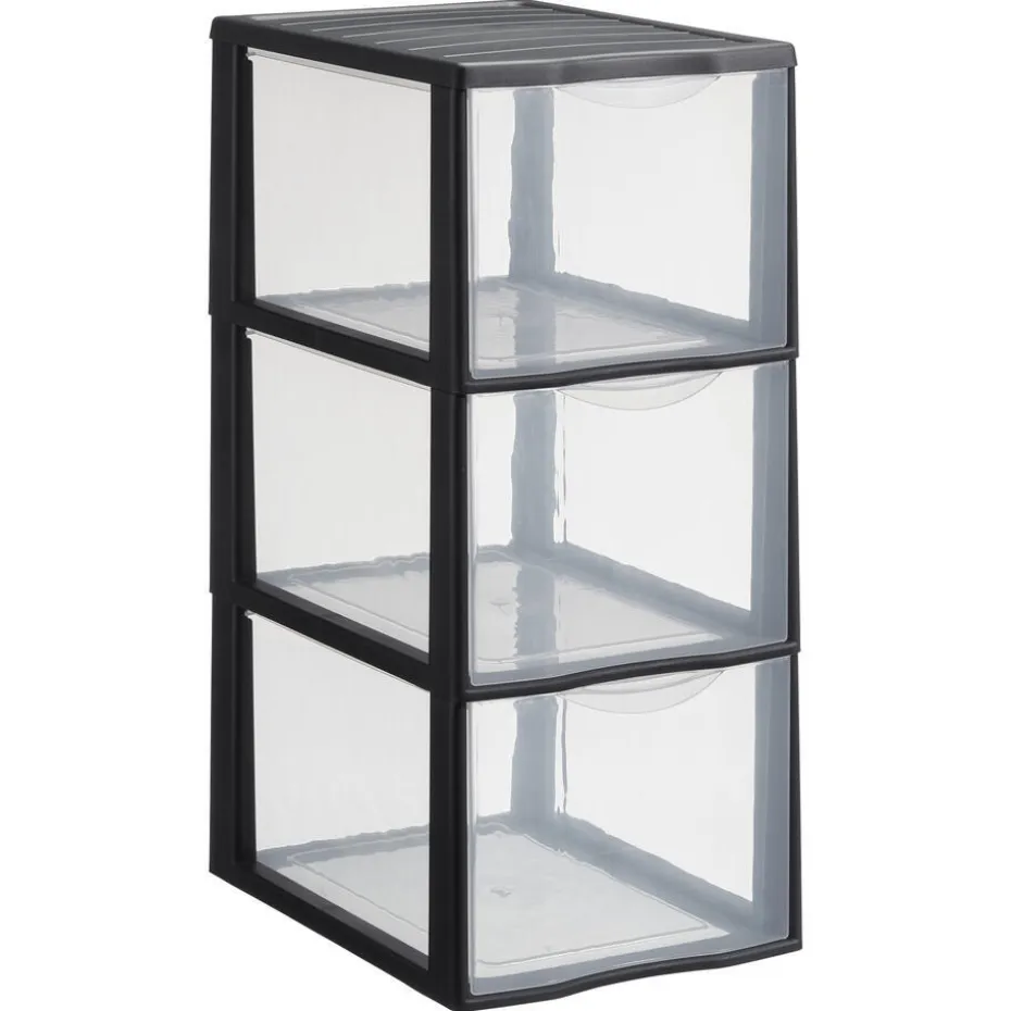 Ladekast 3 Lades Hoog Zwart