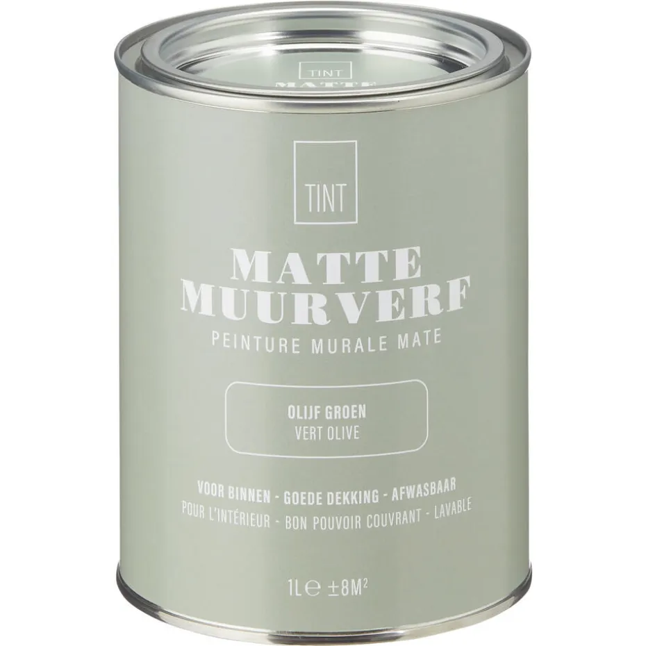 Muurverf Mat Olijf Groen 1 L