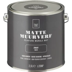 Muurverf Mat Zwart 2.5 L
