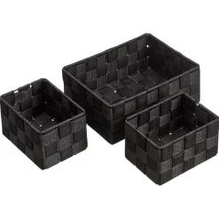 Opbergmanden Ligo Zwart - 3 Stuks