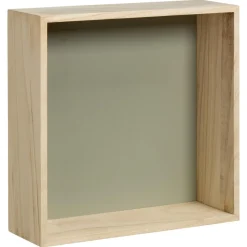 Wanddecoratie Hout Olijfgroen Maat L 30x10x30 Cm