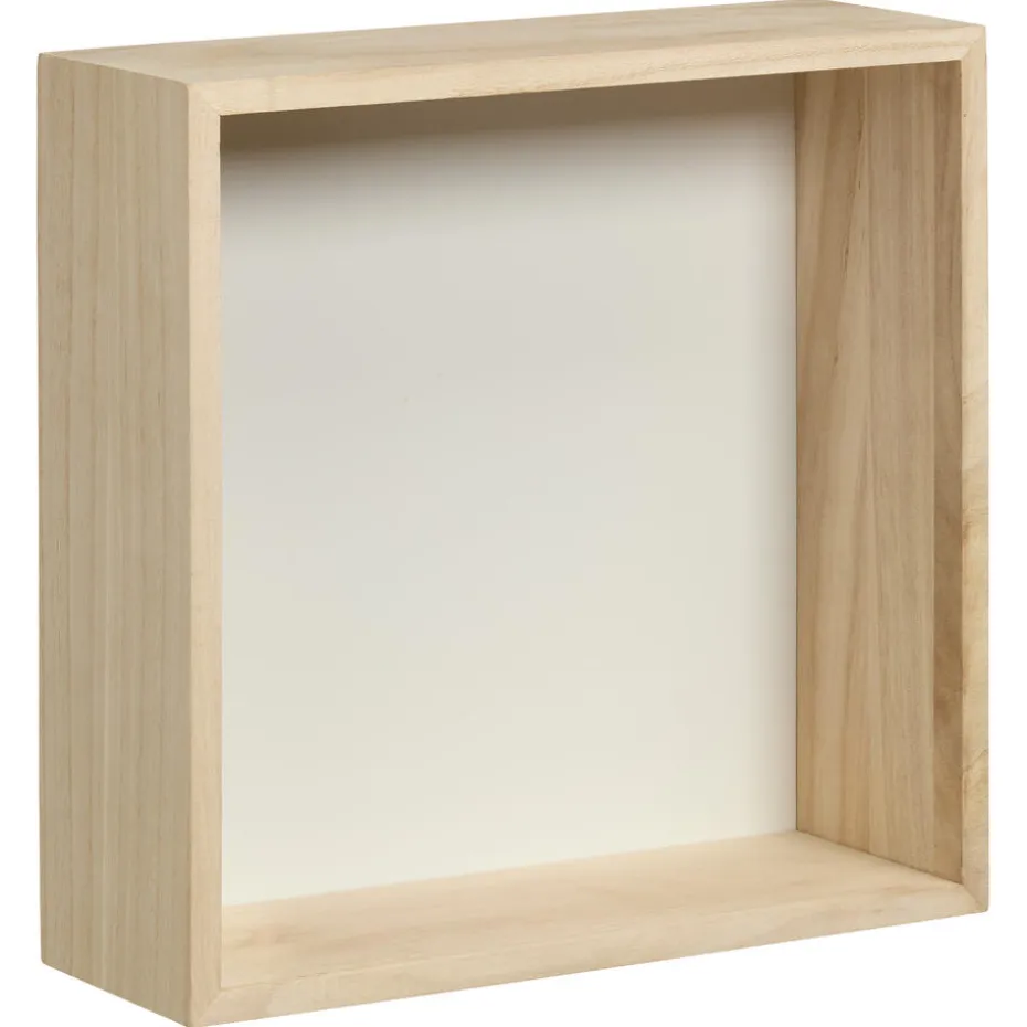 Wanddecoratie Hout Wit Maat M 25x9x25 Cm